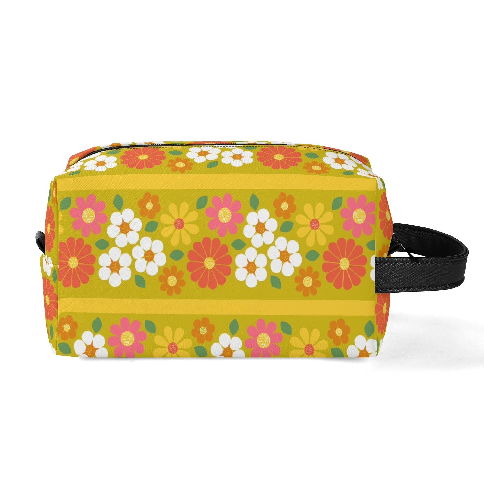 Kate McEnroe New York Retro Groovy Hippie 60s Floral Cosmetic Bag, MCM Daisy Toiletry Bag, Mid Century Modern Vintage Travel CaseCosmetic &amp; Toiletry BagsWLXVXM1W - 2
