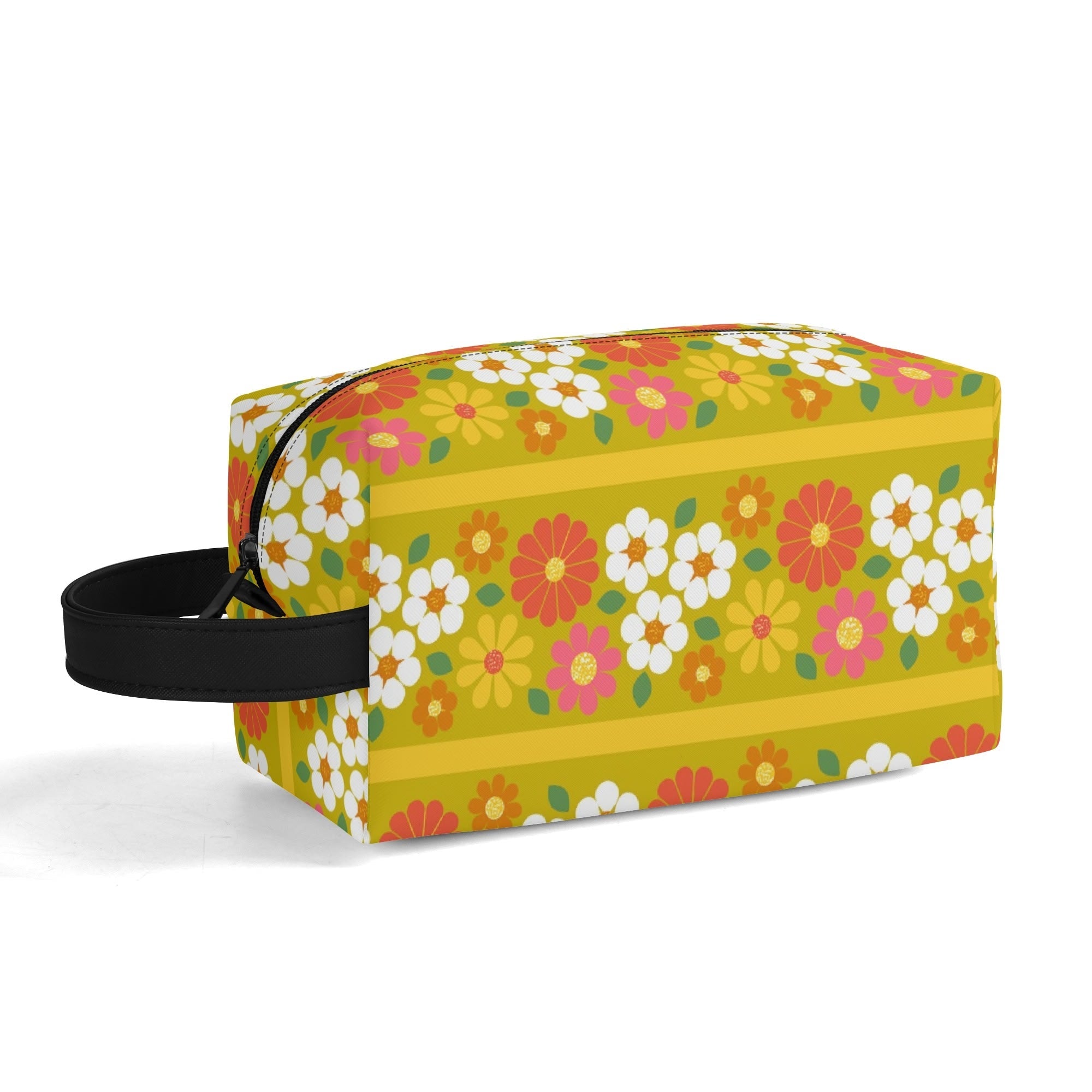 Kate McEnroe New York Retro Groovy Hippie 60s Floral Cosmetic Bag, MCM Daisy Toiletry Bag, Mid Century Modern Vintage Travel CaseCosmetic &amp; Toiletry BagsWLXVXM1W - 2