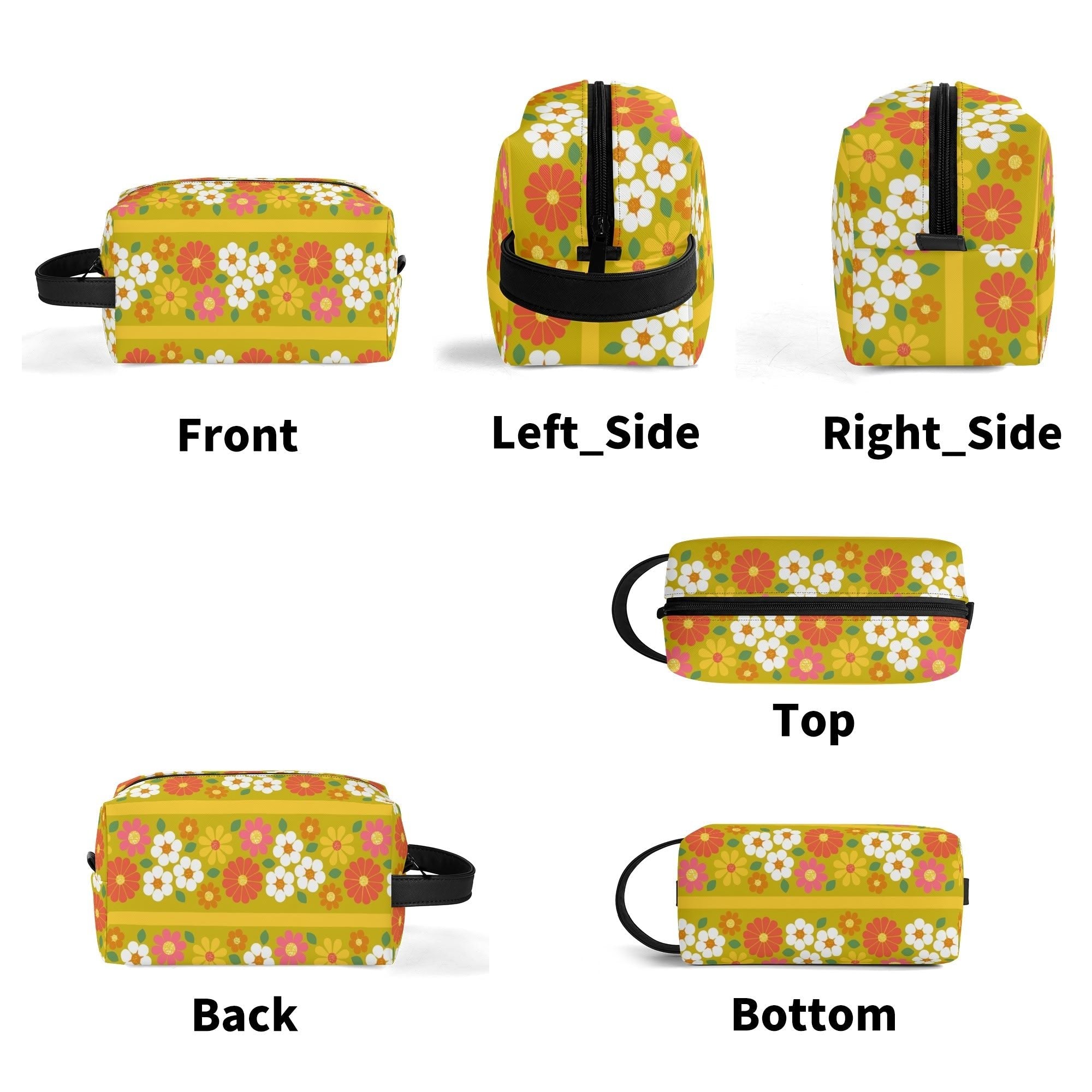 Kate McEnroe New York Retro Groovy Hippie 60s Floral Cosmetic Bag, MCM Daisy Toiletry Bag, Mid Century Modern Vintage Travel CaseCosmetic &amp; Toiletry BagsWLXVXM1W - 2