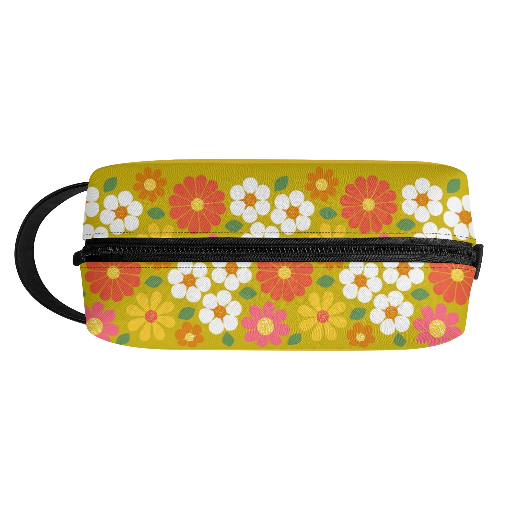Kate McEnroe New York Retro Groovy Hippie 60s Floral Cosmetic Bag, MCM Daisy Toiletry Bag, Mid Century Modern Vintage Travel CaseCosmetic &amp; Toiletry BagsWLXVXM1W - 2