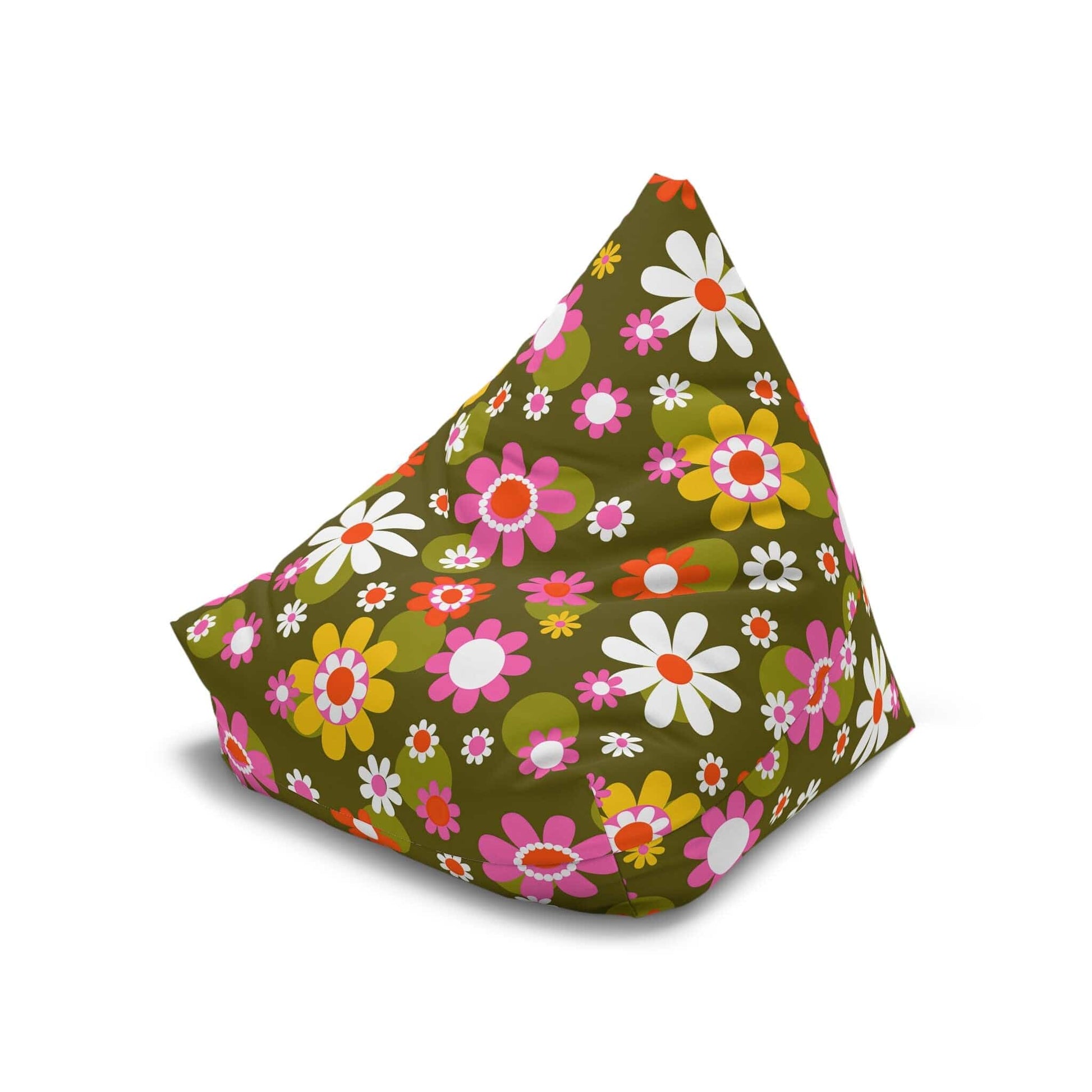 Kate McEnroe New York Retro Groovy Hippie Daisy Flower Power Bean Bag Chair Cover for Adult and Teens, Mid Century Dining Lounge Chair, 70s MCM Living Room Decor Bean Bag Chair Covers