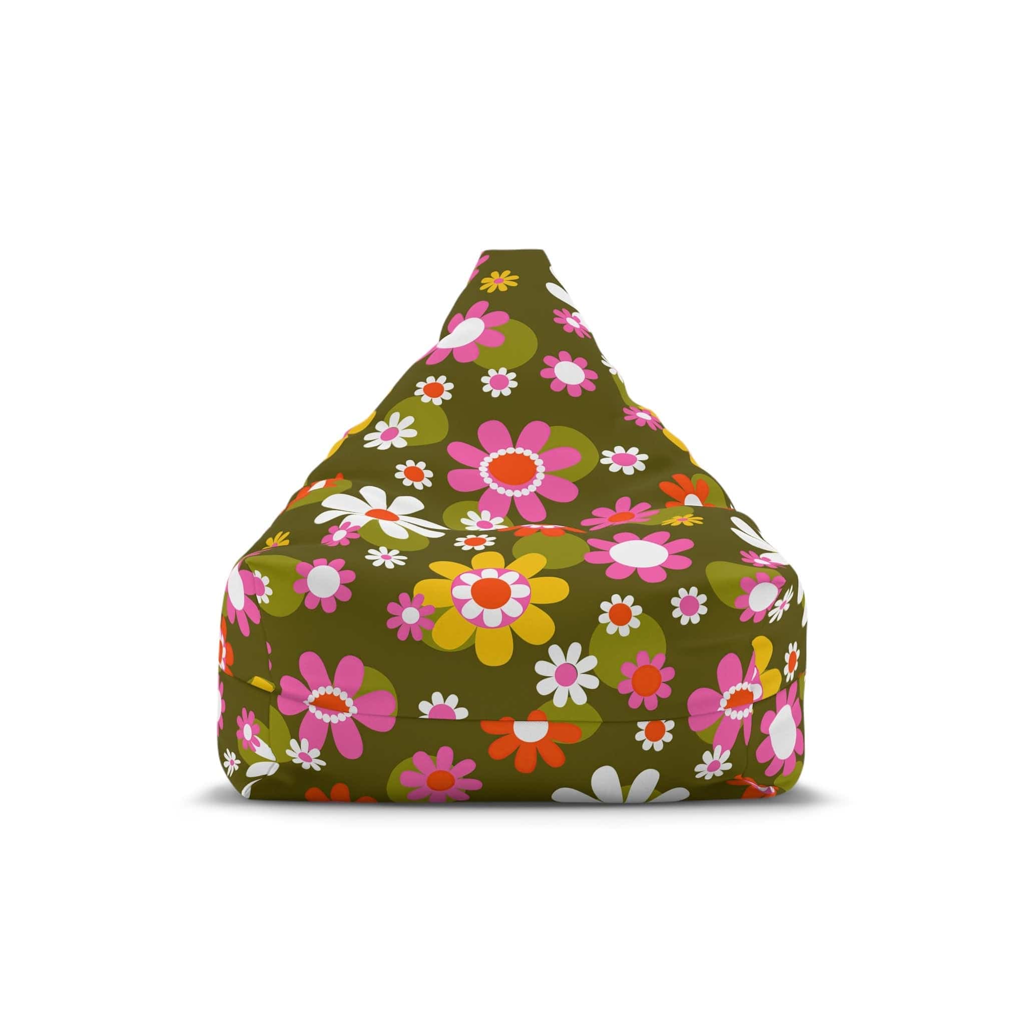 Kate McEnroe New York Retro Groovy Hippie Daisy Flower Power Bean Bag Chair Cover for Adult and Teens, Mid Century Dining Lounge Chair, 70s MCM Living Room DecorBean Bag Chair Covers28615237016422373352
