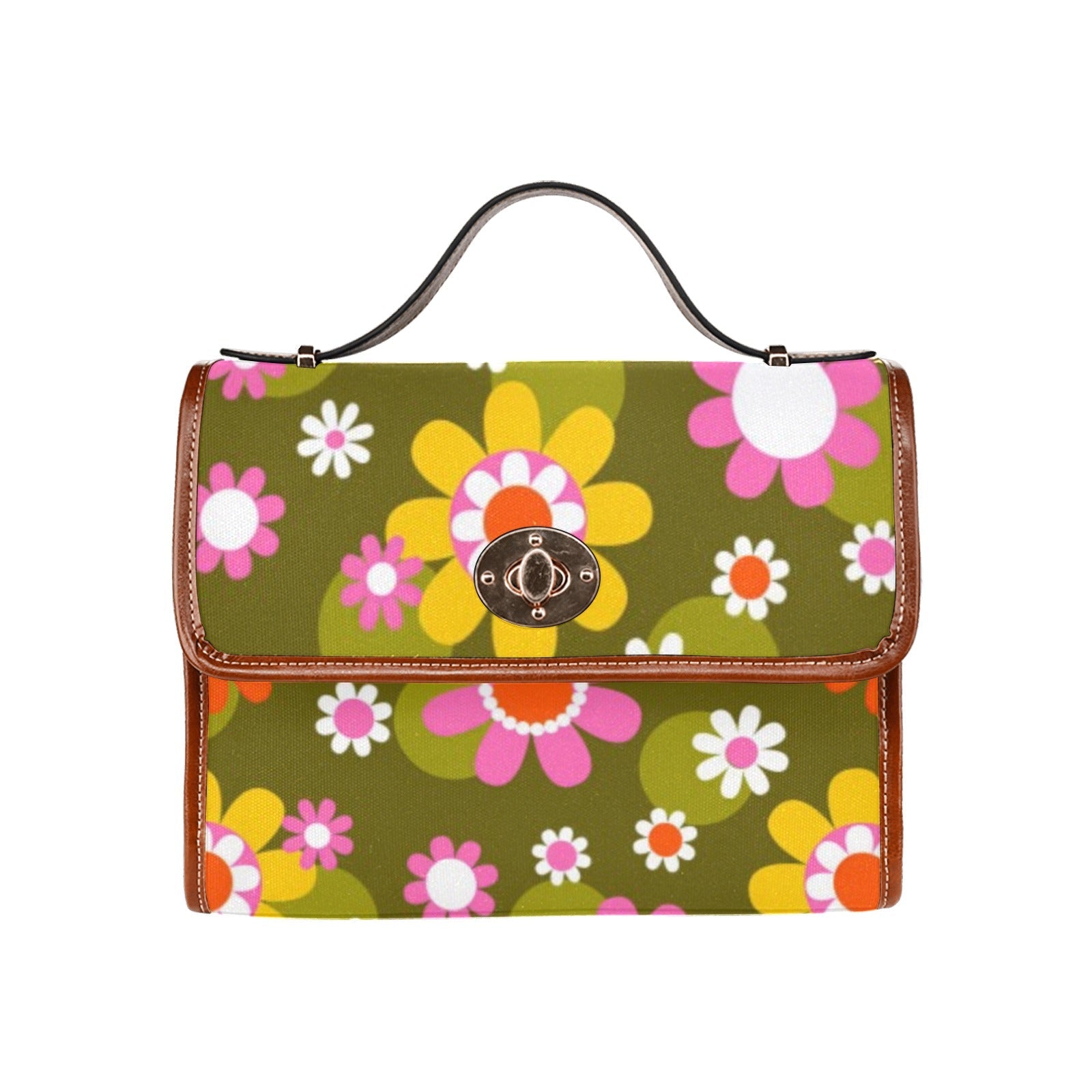 Kate McEnroe New York Retro Groovy Hippie Daisy Top Handle SatchelHandbagsD3310254