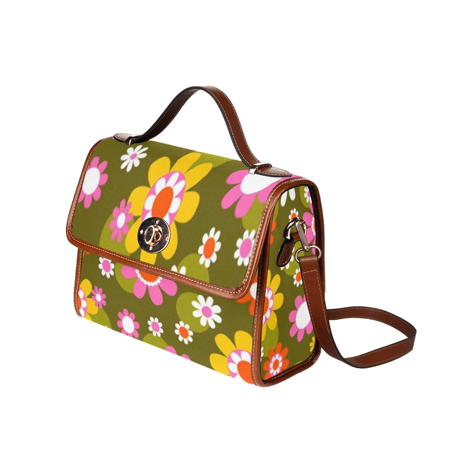 Kate McEnroe New York Retro Groovy Hippie Daisy Top Handle SatchelHandbagsD3310254