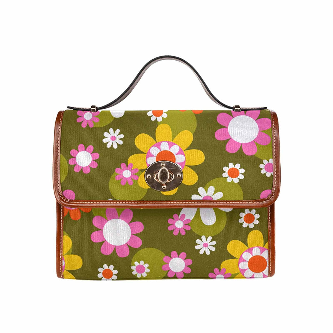 Kate McEnroe New York Retro Groovy Hippie Daisy Top Handle SatchelHandbagsDG1511780DXH2128D