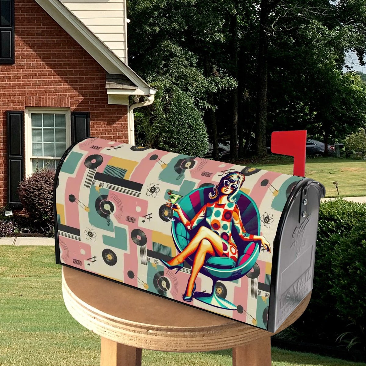 Kate McEnroe New York Retro Groovy Kitschy Mid Century Modern Mod Girl Mailbox CoversMailbox CoverszP81QFzF0d