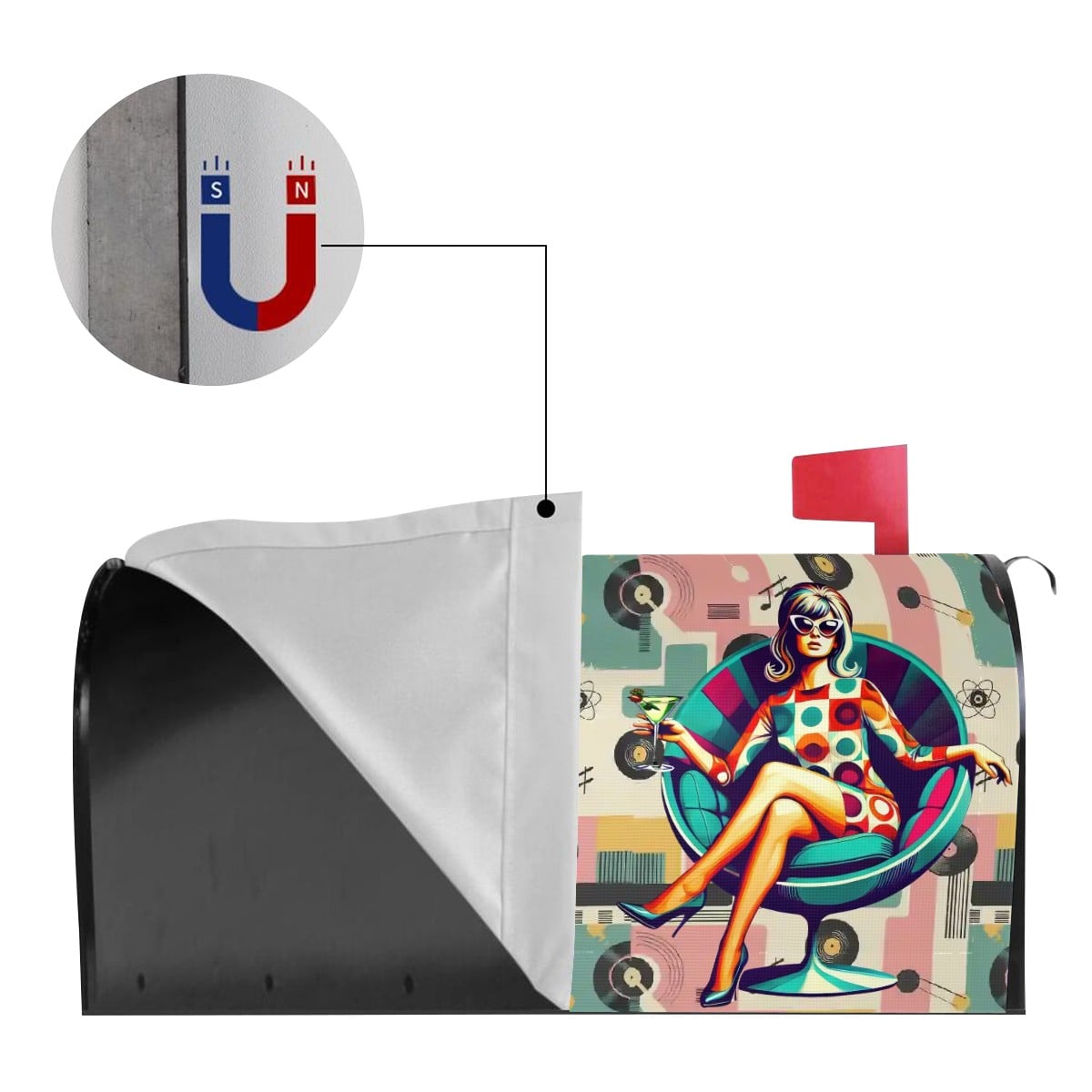 Kate McEnroe New York Retro Groovy Kitschy Mid Century Modern Mod Girl Mailbox CoversMailbox CoverszP81QFzF0d