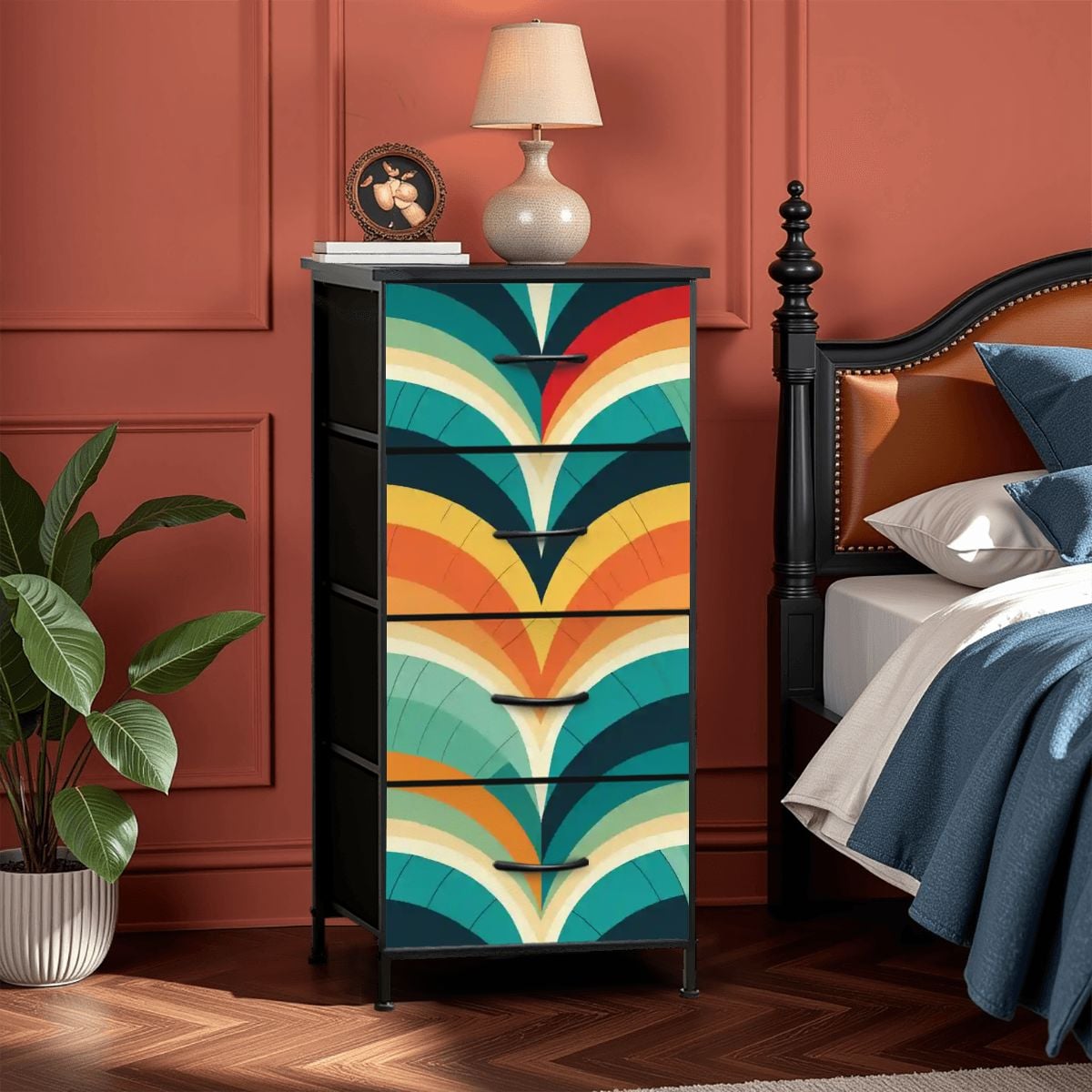 Kate McEnroe New York Retro Groovy Mid Century Modern Abstract Jazz Age Glamour 4 Drawer DresserDressers3XyuQKiIga