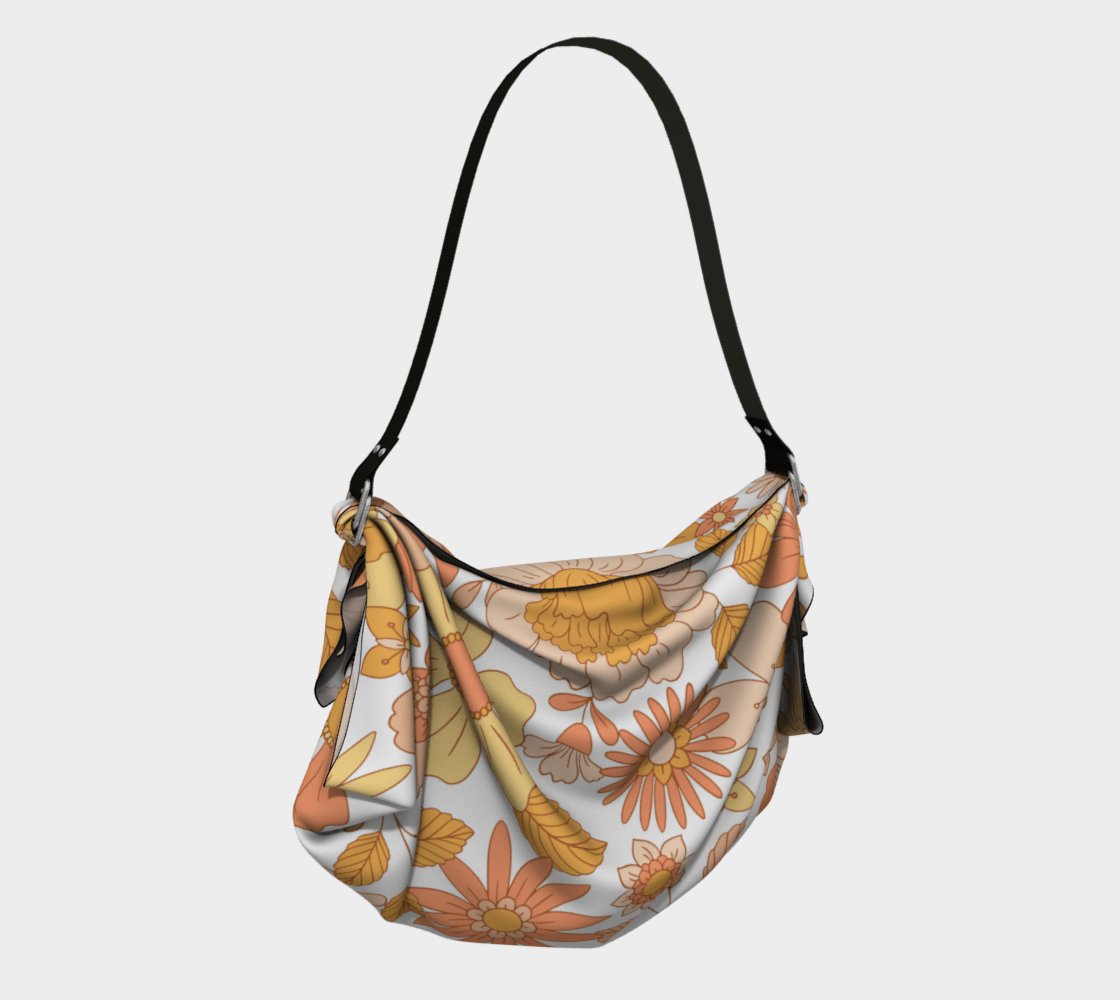 Kate McEnroe New York Retro Groovy Orange Floral Origami Tote BagHandbags5494018|black|regular