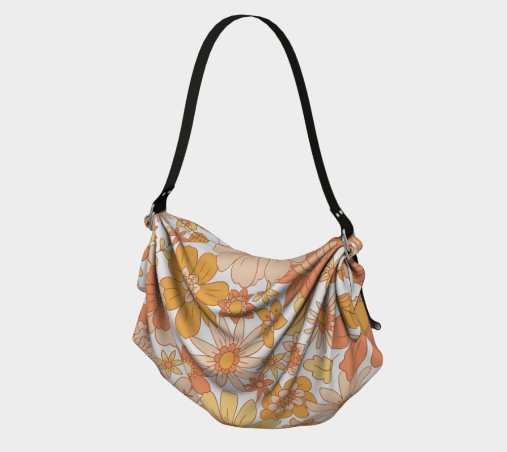 Kate McEnroe New York Retro Groovy Orange Floral Origami Tote BagHandbags5494018|black|regular