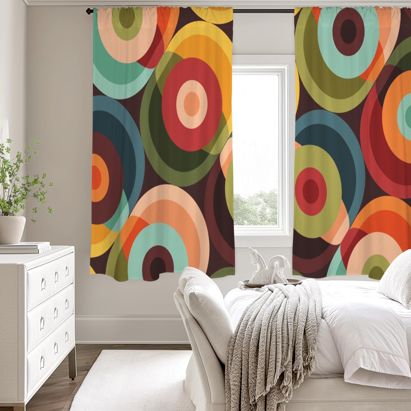 Kate McEnroe New York Retro Groovy Orbs Mid Century Modern Window CurtainsWindow CurtainsD3233123