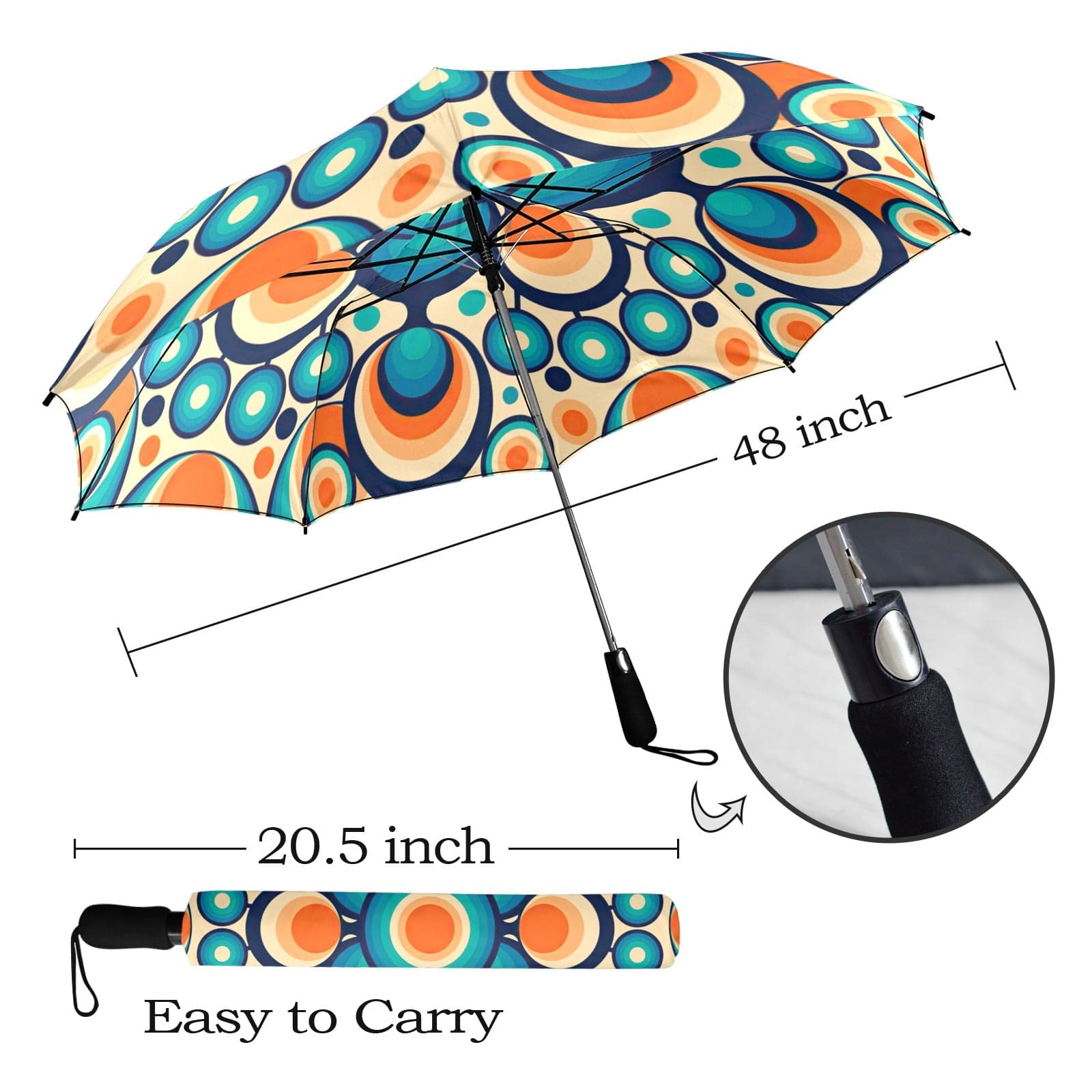 Kate McEnroe New York Retro Groovy Orbs Mid Mod Semi - Automatic Foldable UmbrellaUmbrellasD2841170