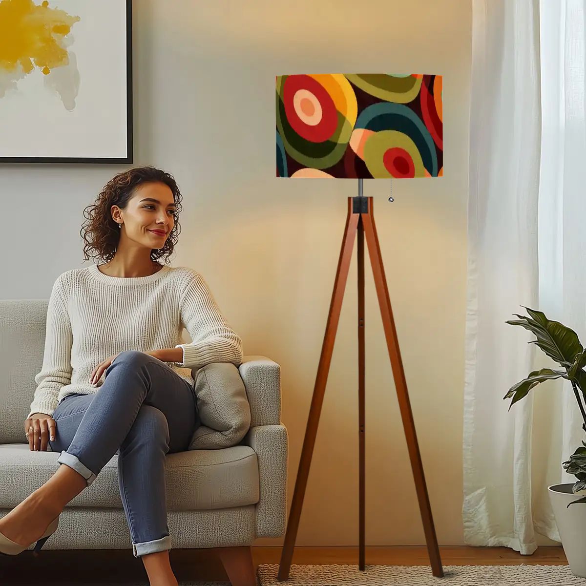 Kate McEnroe New York Retro Groovy Orbs Tripod Floor Lamp, Mid Century Modern Abstract Lighting, 70s MCM Lamp, Vintage Psychedelic Accent LightTripod Floor LampsG5vrq2Txq8