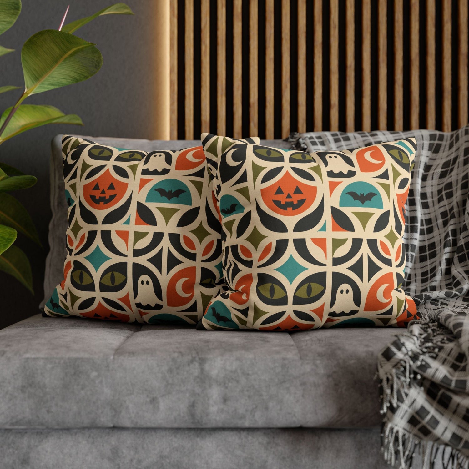 Kate McEnroe New York Retro Halloween Throw Pillow Cover | Spooky MCM DecorThrow Pillow Covers25130935512832988978
