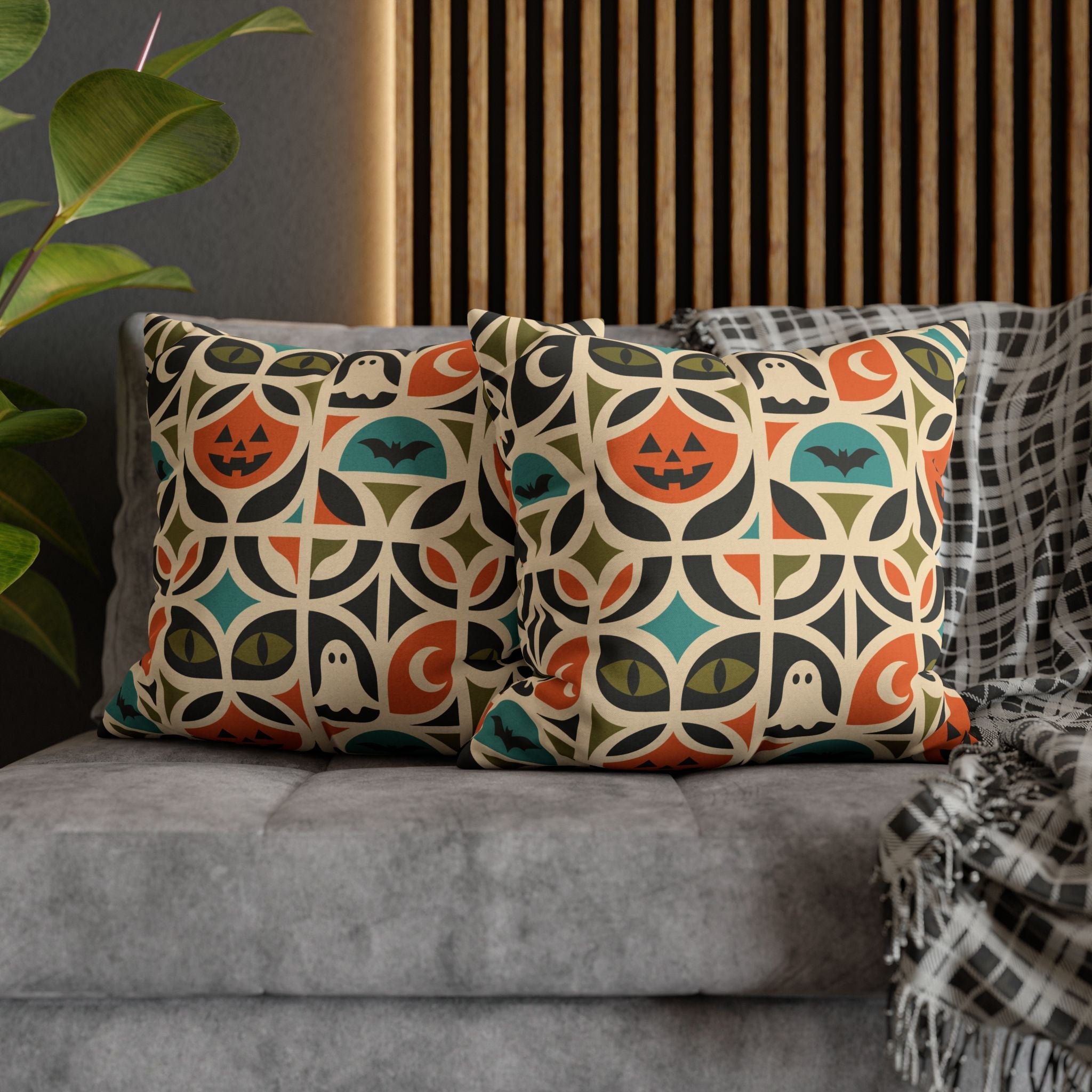 Kate McEnroe New York Retro Halloween Throw Pillow Cover | Spooky MCM DecorThrow Pillow Covers25130935512832988978
