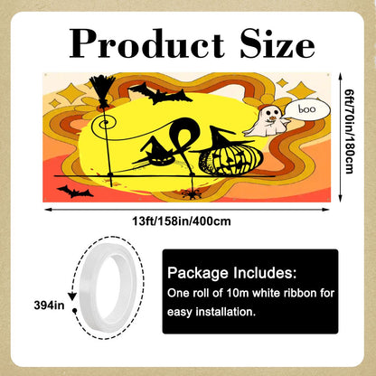 Kate McEnroe New York Retro Halloween Witch Cat Garage Door Banner, Mid Century Modern Jack O Lantern Outdoor DecorGarage Door Banner1sM5zVuKwR