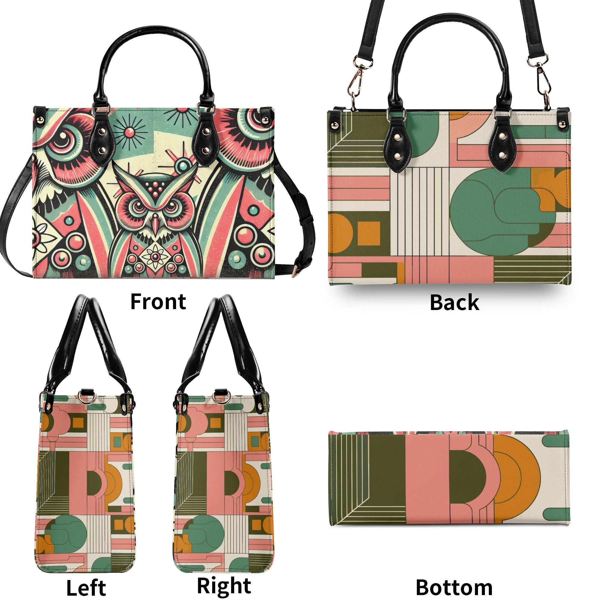 Kate McEnroe New York Retro Hipster Owl Handbag, Mid Century Modern Groovy 60s PurseHandbagsW8M8E1MW - 1