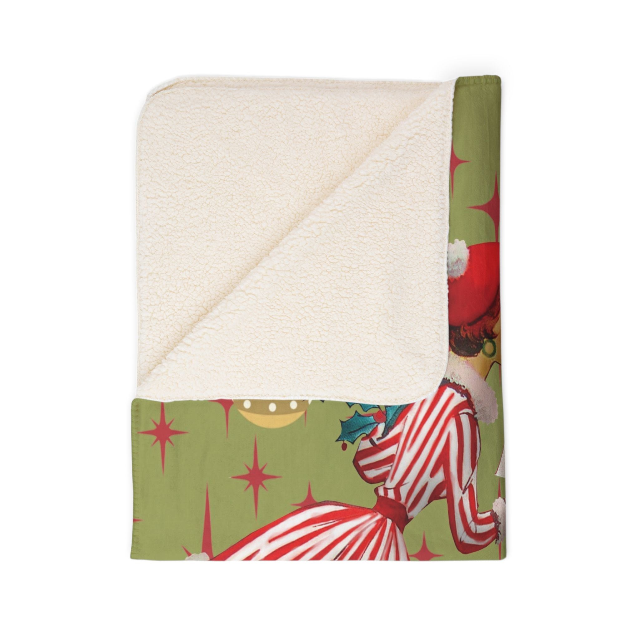 Kate McEnroe New York Retro Holiday Sherpa Blanket, Mid - Century Modern Christmas Throw, Atomic Starburst BlanketBlankets17750556224407712099