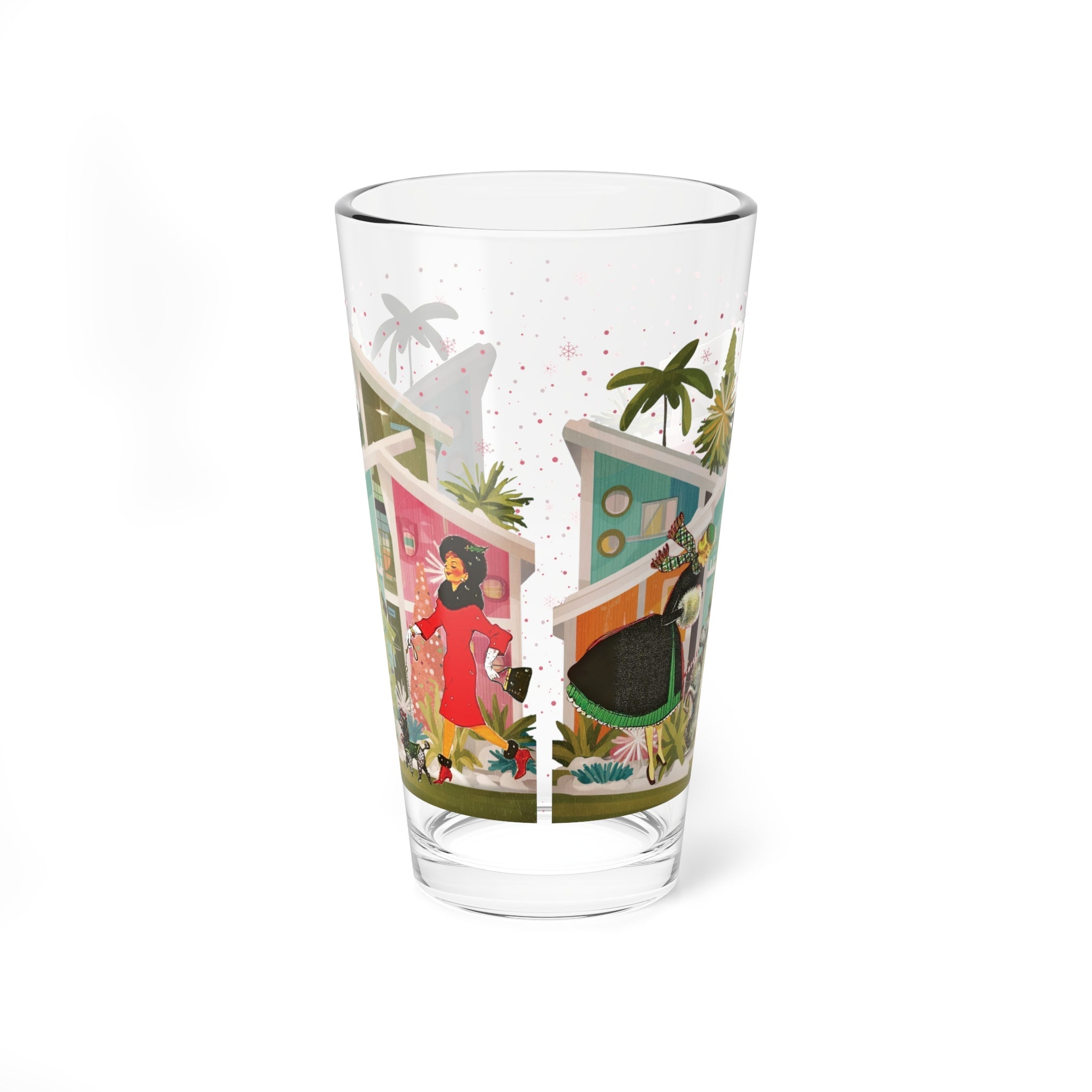 Kate McEnroe New York Retro Kitsch 50s Christmas Poodle Dog Cocktail Barware, Mid Century Modern Holiday Pint GlassPint Glasses80043172180528832410