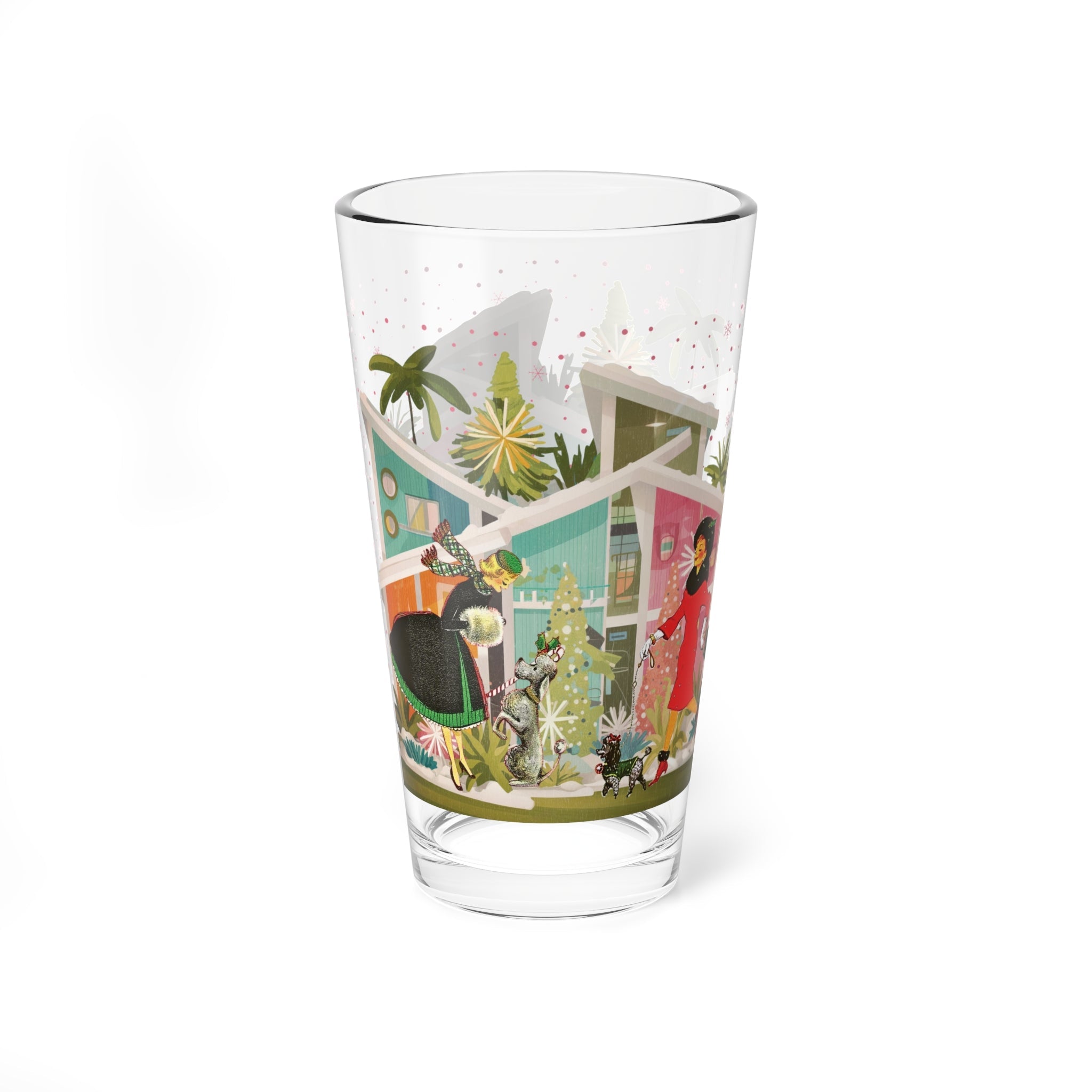 Kate McEnroe New York Retro Kitsch 50s Christmas Poodle Dog Cocktail Barware, Mid Century Modern Holiday Pint GlassPint Glasses80043172180528832410