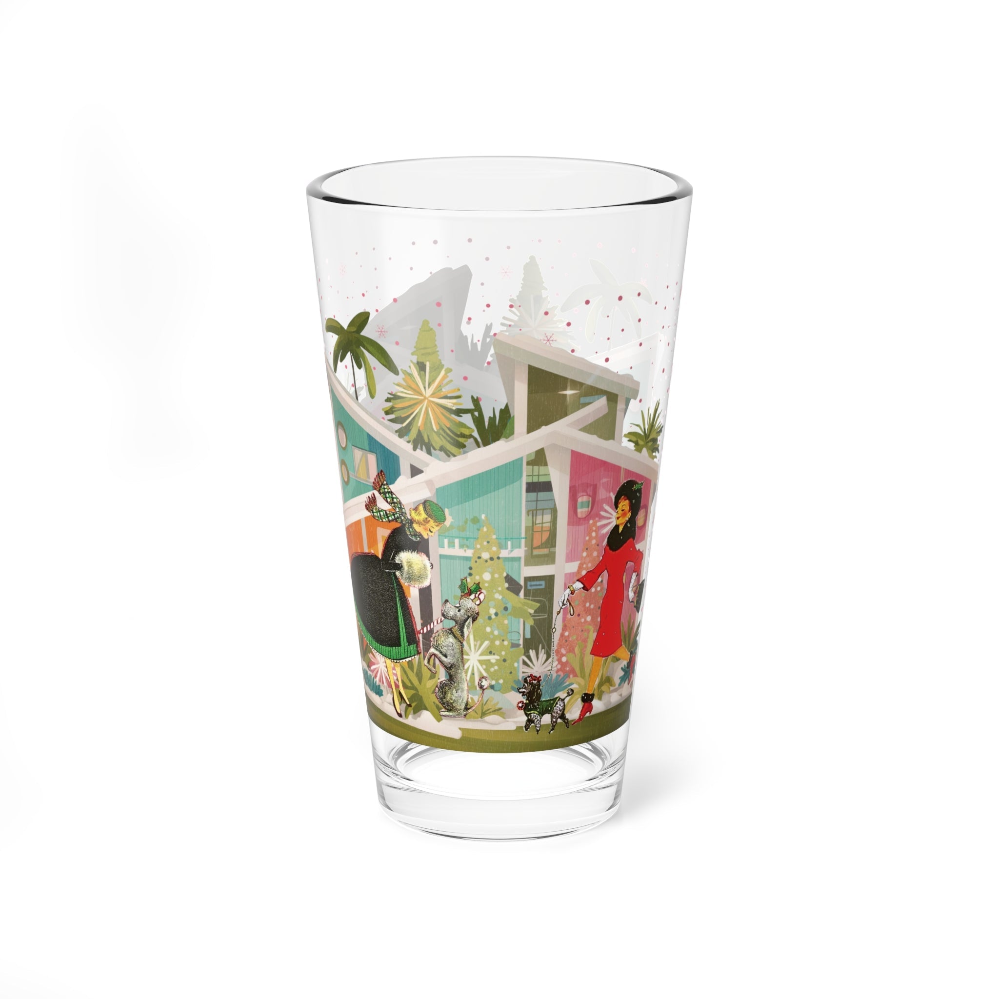 Kate McEnroe New York Retro Kitsch 50s Christmas Poodle Dog Cocktail Barware, Mid Century Modern Holiday Pint GlassPint Glasses80043172180528832410