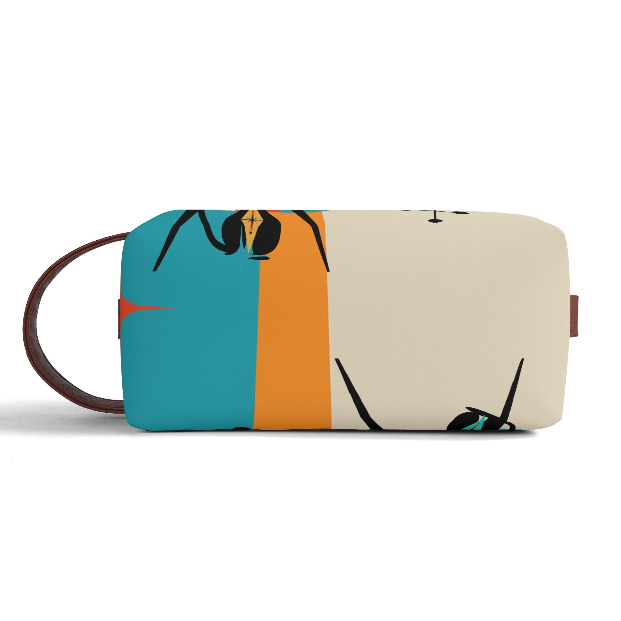 Kate McEnroe New York Retro Kitsch Atomic Cat Retro TV Toiletry Bag, Mid Century Modern Starburst Cosmetic BagCosmetic &amp; Toiletry BagsNGZR5M5W - 1