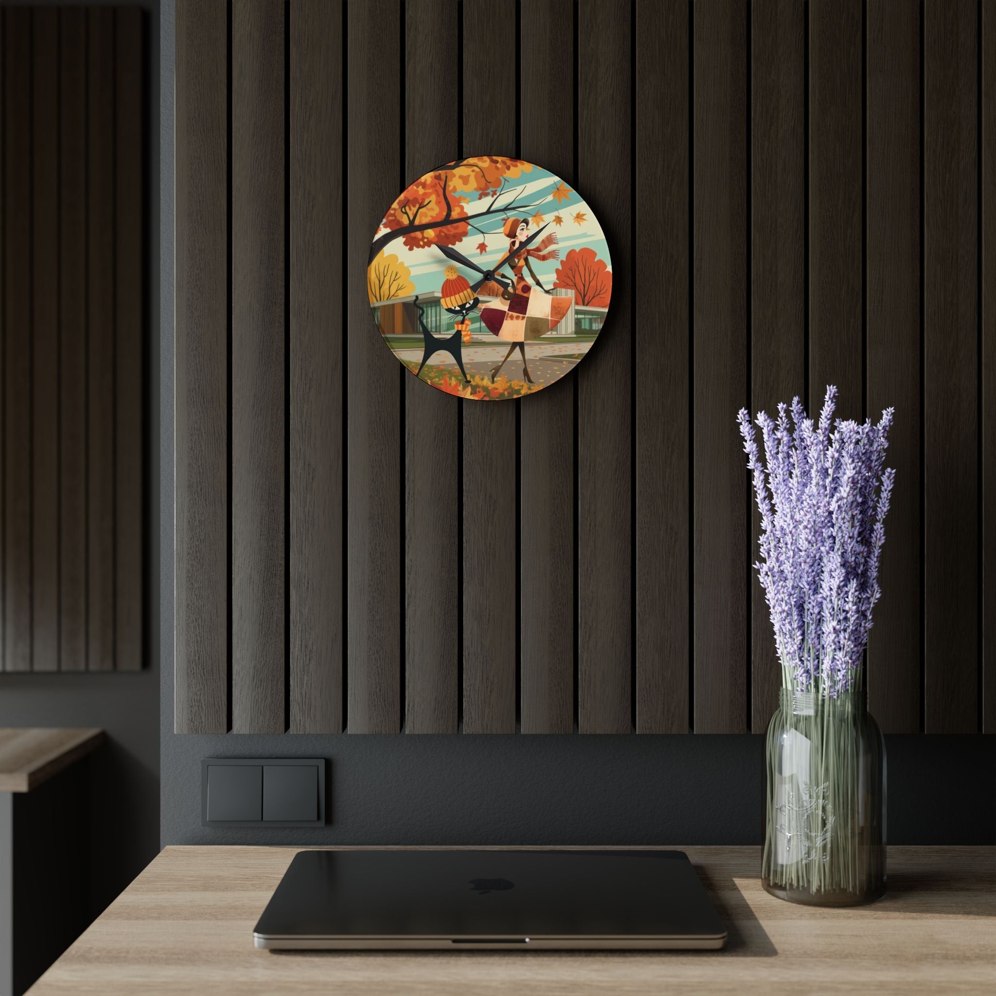 Kate McEnroe New York Retro Kitsch Atomic Cat Wall Clock | Mid Century Modern Autumn DecorWall Clocks70245803480963854970