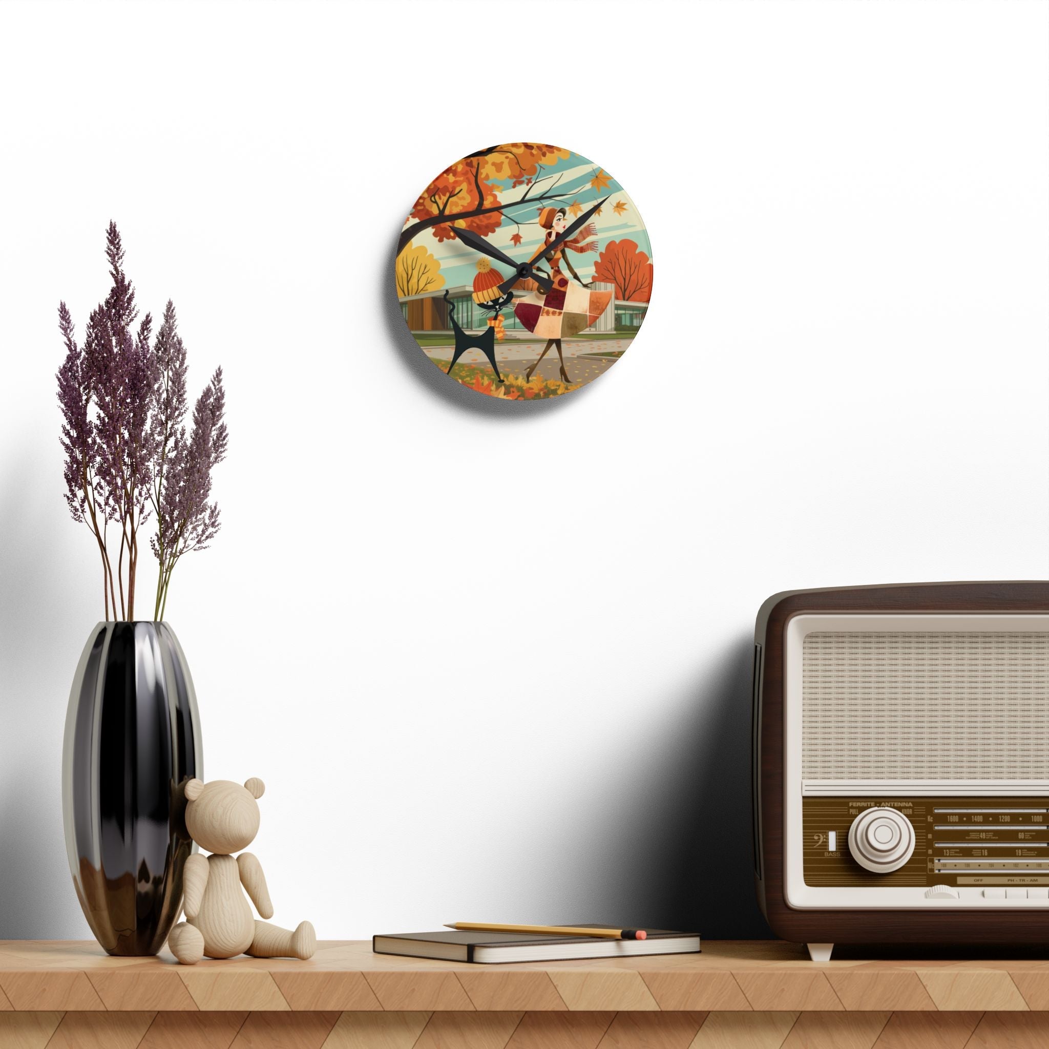 Kate McEnroe New York Retro Kitsch Atomic Cat Wall Clock | Mid Century Modern Autumn DecorWall Clocks70245803480963854970