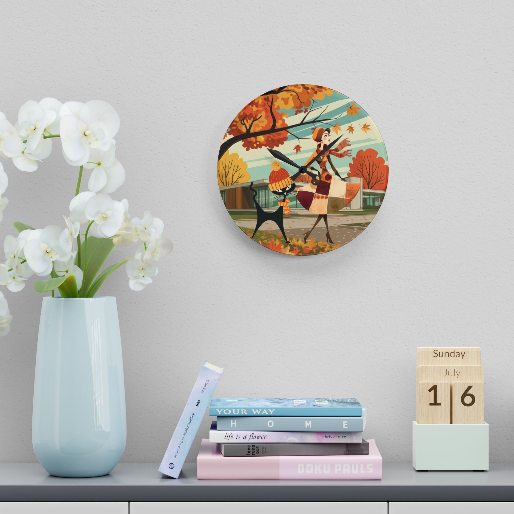 Kate McEnroe New York Retro Kitsch Atomic Cat Wall Clock | Mid Century Modern Autumn DecorWall Clocks70245803480963854970