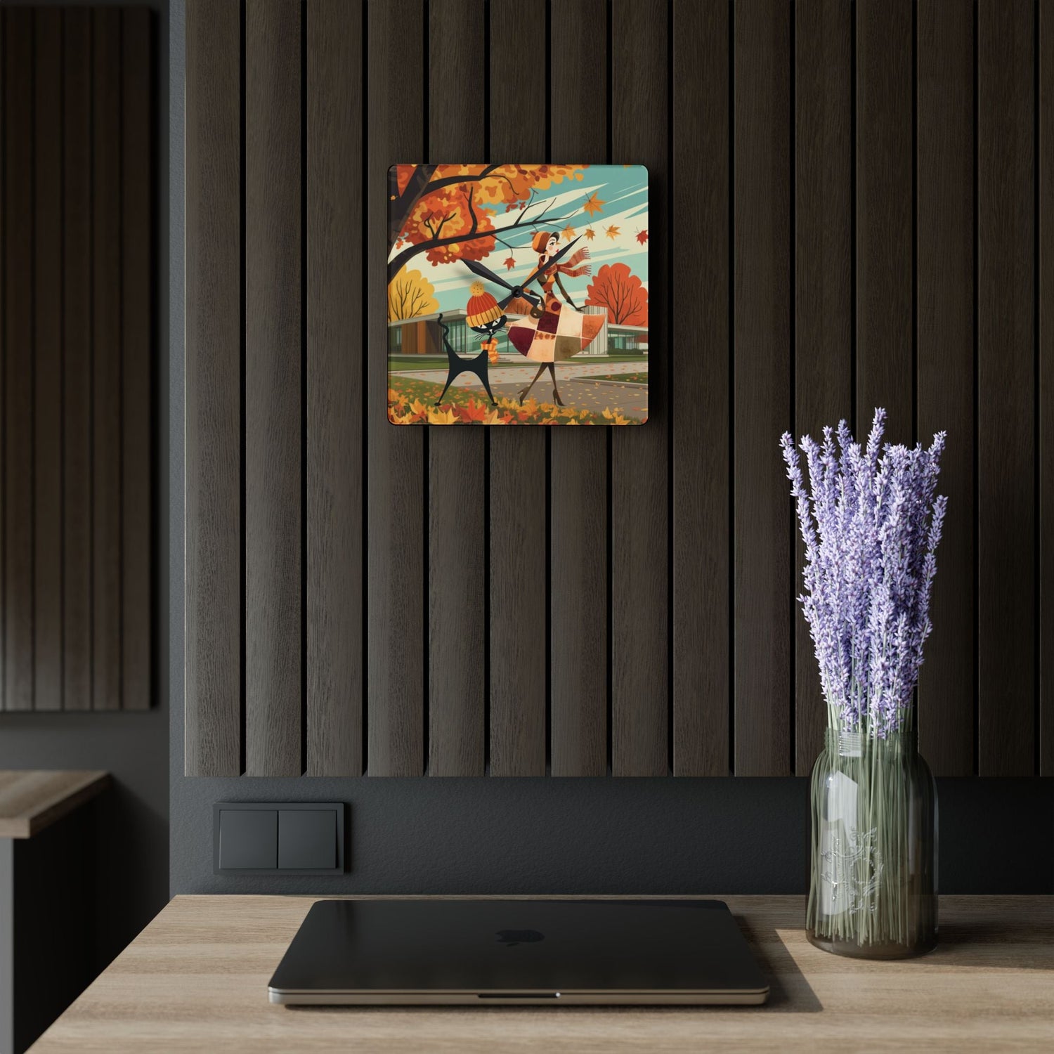 Kate McEnroe New York Retro Kitsch Atomic Cat Wall Clock | Mid Century Modern Autumn DecorWall Clocks70245803480963854970