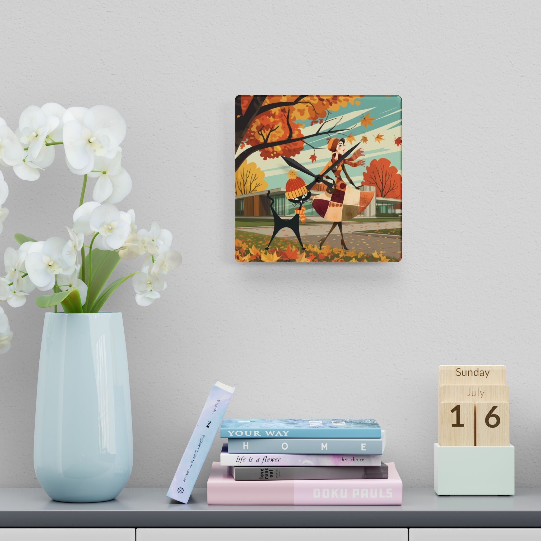 Kate McEnroe New York Retro Kitsch Atomic Cat Wall Clock | Mid Century Modern Autumn DecorWall Clocks70245803480963854970