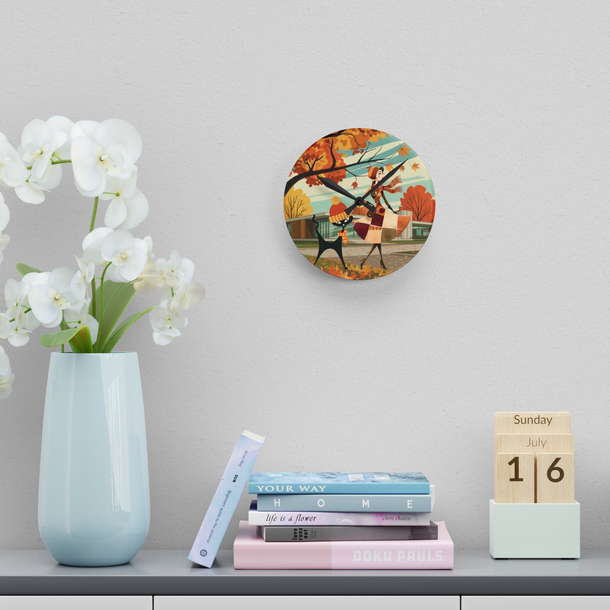 Kate McEnroe New York Retro Kitsch Atomic Cat Wall Clock | Mid Century Modern Autumn DecorWall Clocks70245803480963854970