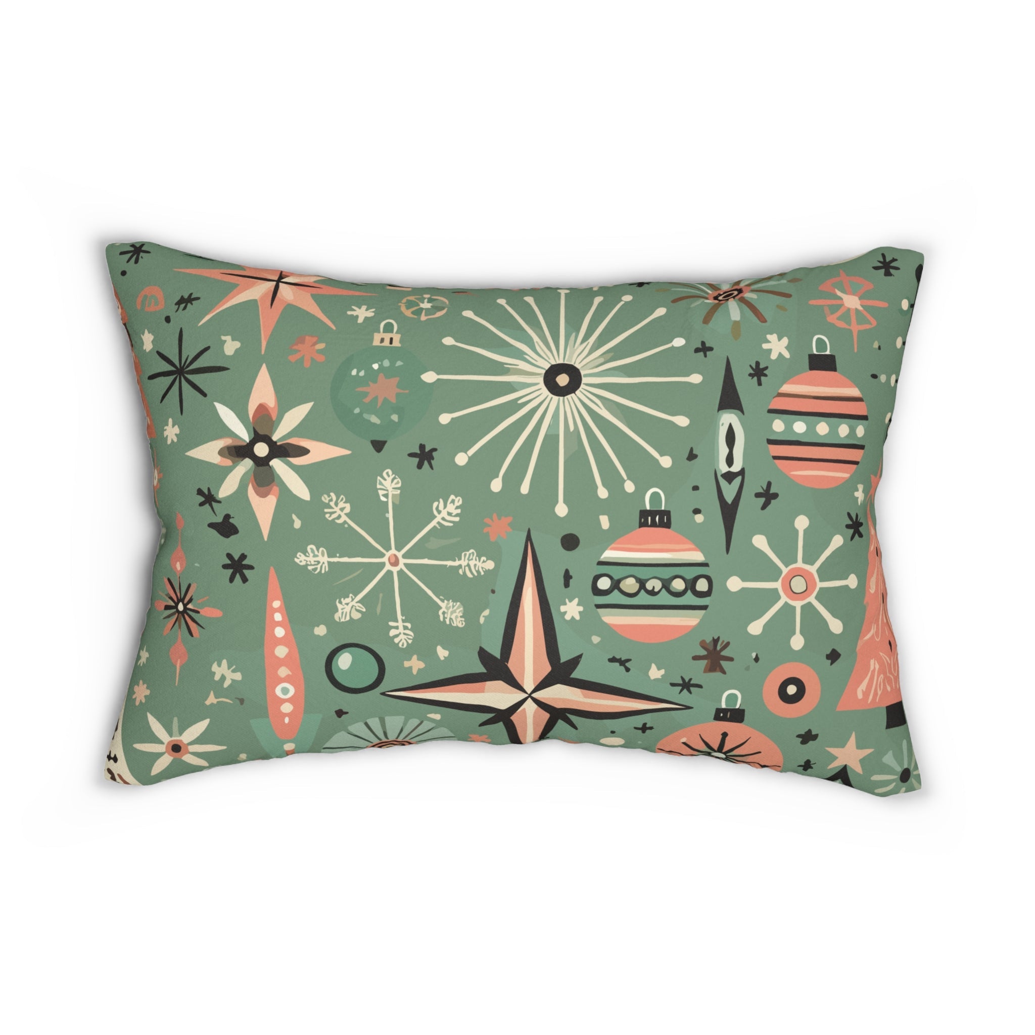 Kate McEnroe New York Retro Kitsch Christmas Lumbar Pillow, Mid Century Modern Holiday Decor, 1950s Atomic Starburst CushionLumbar Pillows78727207343679844011