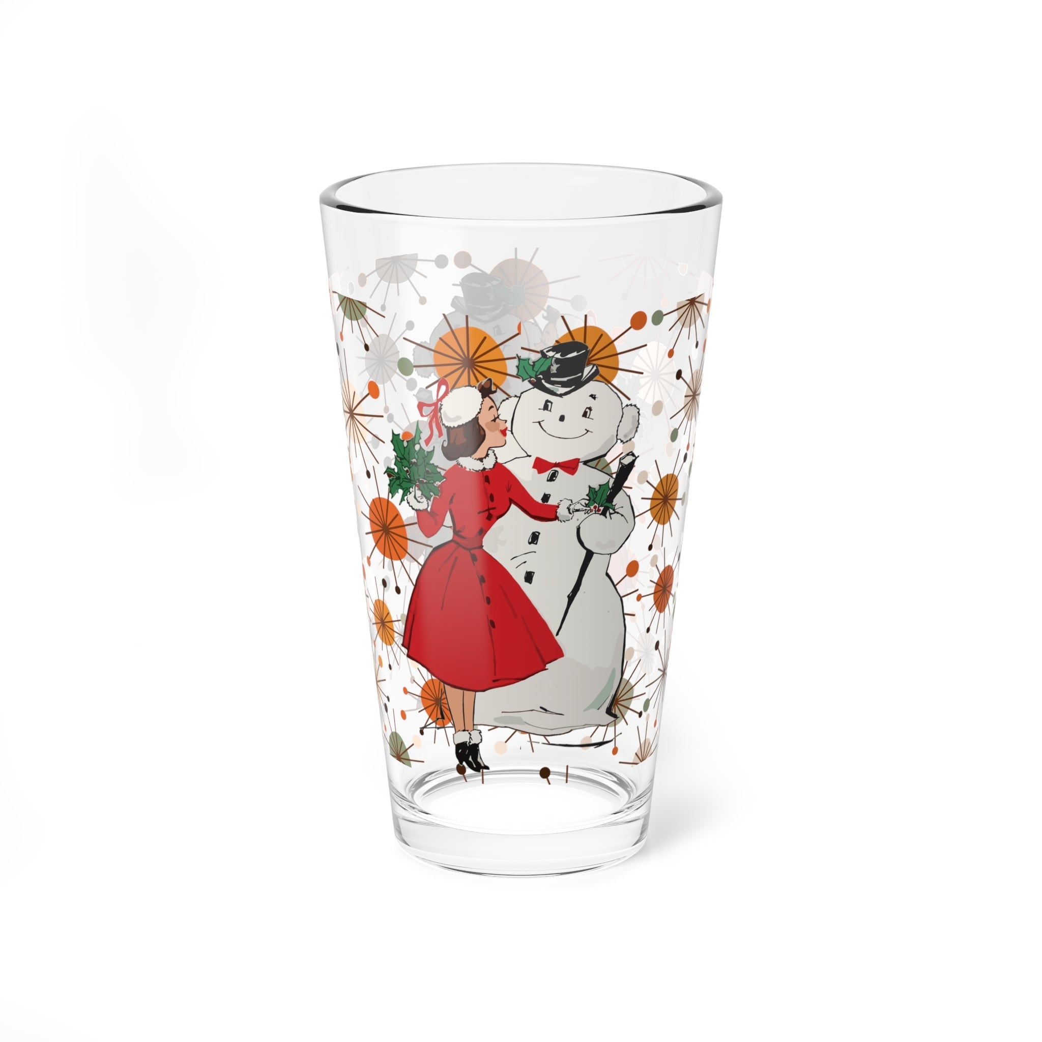 Kate McEnroe New York Retro Kitsch Christmas Pint Glass, Vintage Holiday MCM Barware, 16oz Mid Century Modern Cocktail GlassPint Glasses15274403066539908368