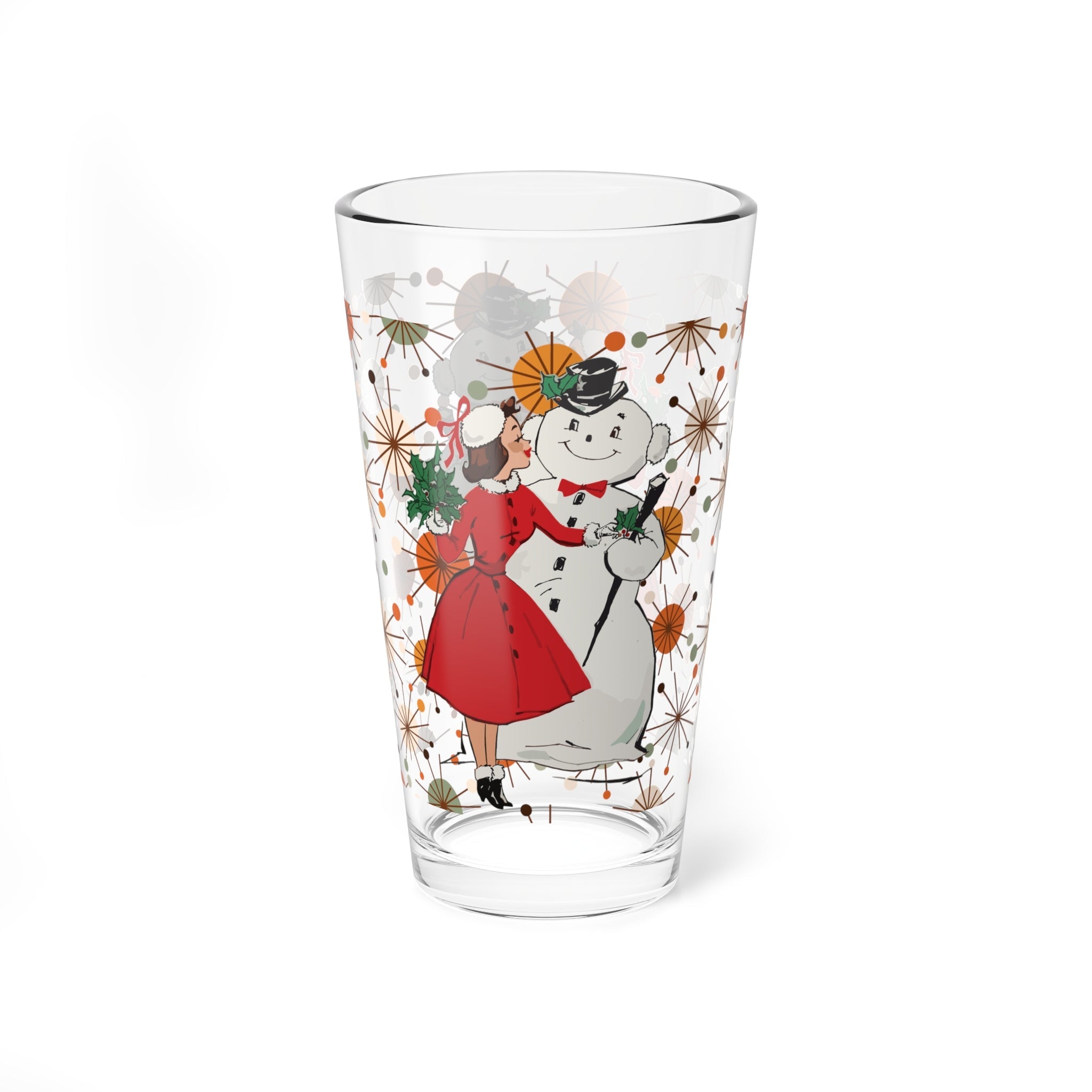 Kate McEnroe New York Retro Kitsch Christmas Pint Glass, Vintage Holiday MCM Barware, 16oz Mid Century Modern Cocktail GlassPint Glasses15274403066539908368