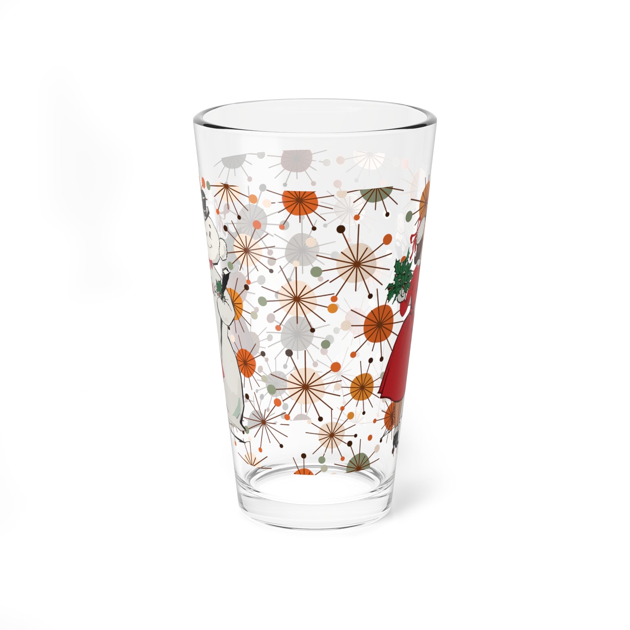 Kate McEnroe New York Retro Kitsch Christmas Pint Glass, Vintage Holiday MCM Barware, 16oz Mid Century Modern Cocktail GlassPint Glasses15274403066539908368