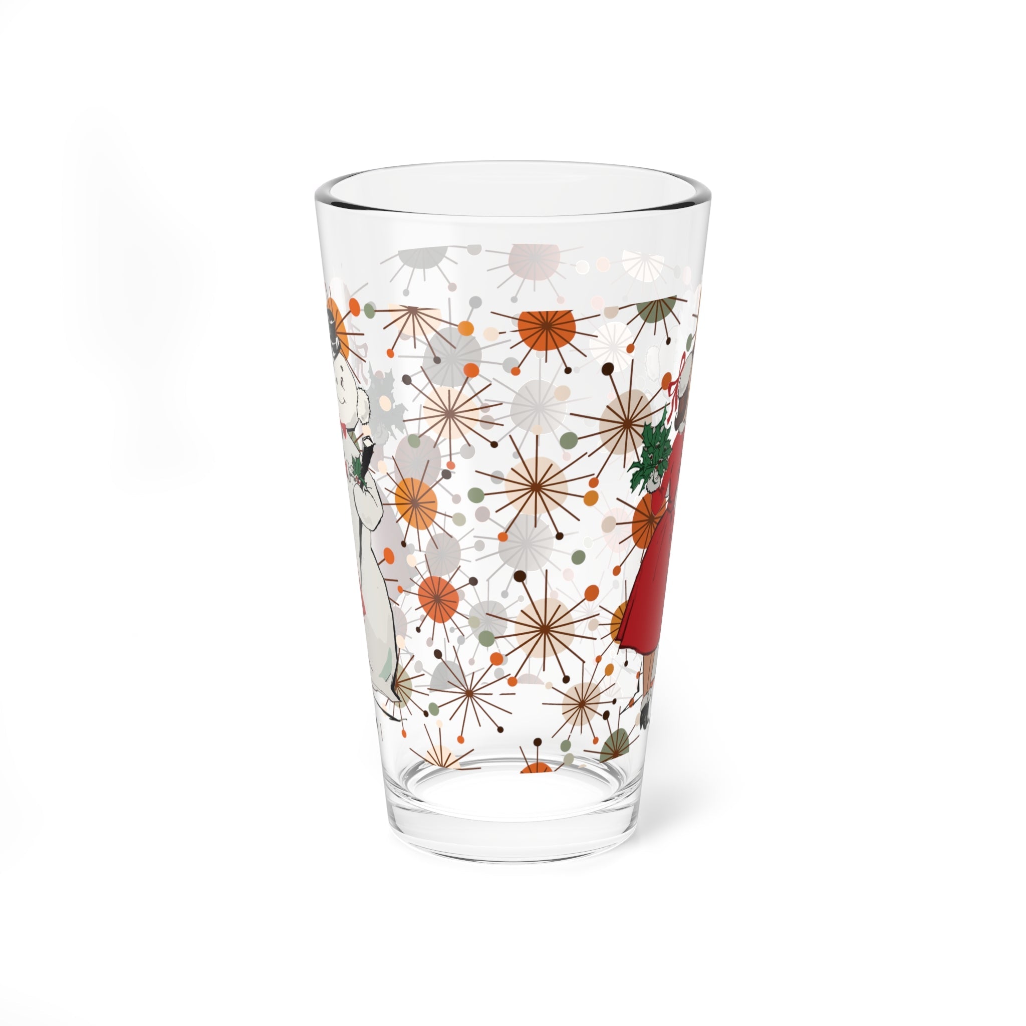 Kate McEnroe New York Retro Kitsch Christmas Pint Glass, Vintage Holiday MCM Barware, 16oz Mid Century Modern Cocktail GlassPint Glasses15274403066539908368