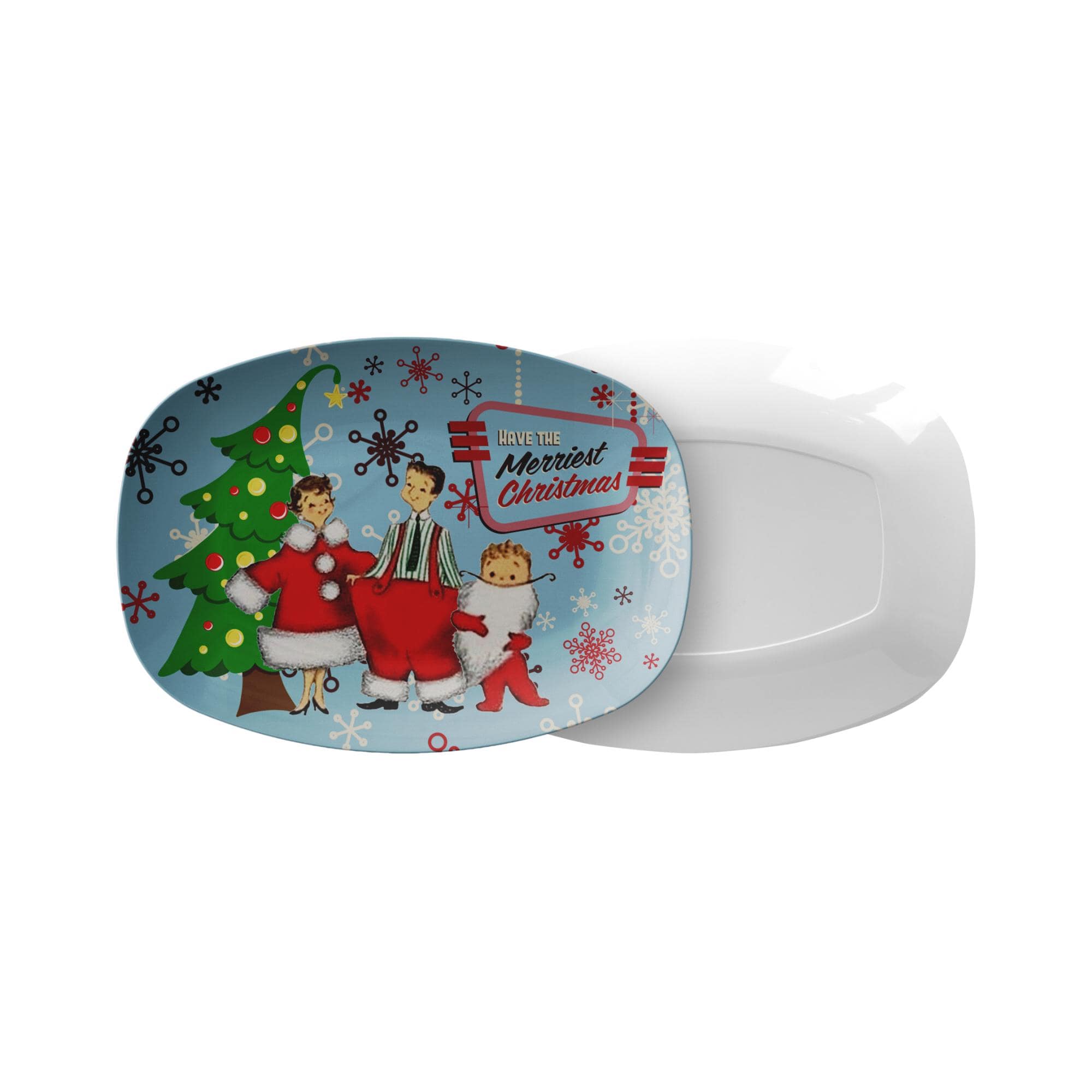 Kate McEnroe New York Retro Kitsch Christmas Platter, Mid - Century Modern Holiday Serving TrayServing PlattersXMPLAT - FAM - 01