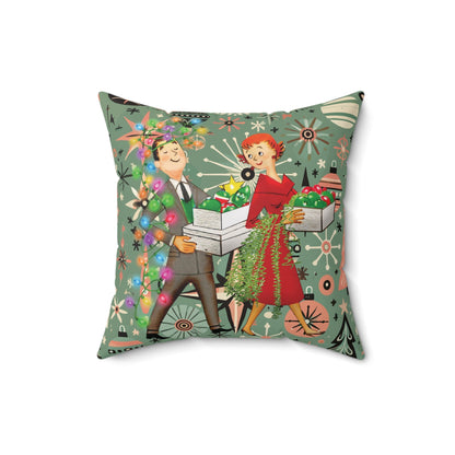 Kate McEnroe New York Retro Kitsch Christmas Throw Pillow, Mid Century Modern Holiday Cushion, 1950s Atomic Starburst DecorThrow Pillows32692245891984124897