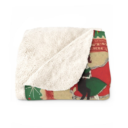 Kate McEnroe New York Retro Kitsch Christmas Vintage Stamp Blanket, 1950s Franciscan Diamond Starburst Postage Sherpa ThrowBlankets33007497174261709794