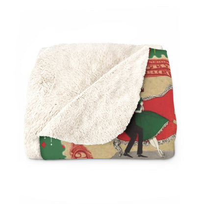 Kate McEnroe New York Retro Kitsch Christmas Vintage Stamp Blanket, 1950s Franciscan Diamond Starburst Postage Sherpa ThrowBlankets33007497174261709794