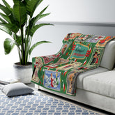 Kate McEnroe New York Retro Kitsch Christmas Vintage Stamp Blanket, 1950s Franciscan Diamond Starburst Postage Sherpa ThrowBlankets33007497174261709794