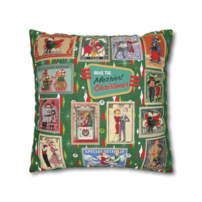 Kate McEnroe New York Retro Kitsch Christmas Vintage Stamp Throw Pillow Cover, 1950s Franciscan Diamond Starburst Holiday CushionThrow Pillow Covers21703667307641154329