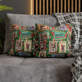Kate McEnroe New York Retro Kitsch Christmas Vintage Stamp Throw Pillow Cover, 1950s Franciscan Diamond Starburst Holiday CushionThrow Pillow Covers21703667307641154329