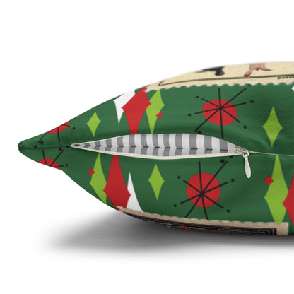 Kate McEnroe New York Retro Kitsch Christmas Vintage Stamp Throw Pillow Cover, 1950s Franciscan Diamond Starburst Holiday CushionThrow Pillow Covers21703667307641154329