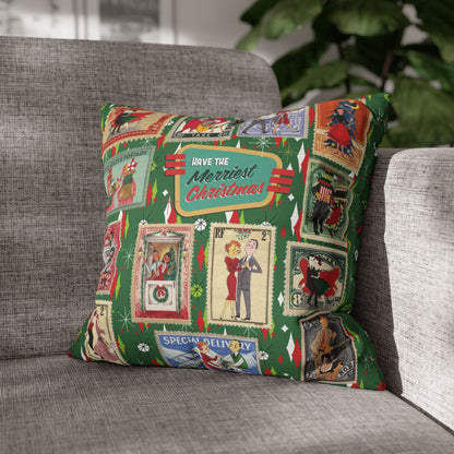 Kate McEnroe New York Retro Kitsch Christmas Vintage Stamp Throw Pillow Cover, 1950s Franciscan Diamond Starburst Holiday CushionThrow Pillow Covers21703667307641154329
