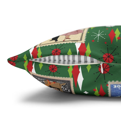 Kate McEnroe New York Retro Kitsch Christmas Vintage Stamp Throw Pillow Cover, 1950s Franciscan Diamond Starburst Holiday CushionThrow Pillow Covers21703667307641154329