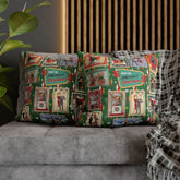 Kate McEnroe New York Retro Kitsch Christmas Vintage Stamp Throw Pillow Cover, 1950s Franciscan Diamond Starburst Holiday CushionThrow Pillow Covers21703667307641154329