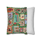 Kate McEnroe New York Retro Kitsch Christmas Vintage Stamp Throw Pillow Cover, 1950s Franciscan Diamond Starburst Holiday CushionThrow Pillow Covers21703667307641154329