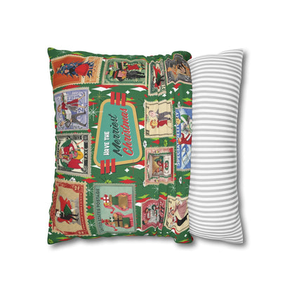 Kate McEnroe New York Retro Kitsch Christmas Vintage Stamp Throw Pillow Cover, 1950s Franciscan Diamond Starburst Holiday CushionThrow Pillow Covers21703667307641154329